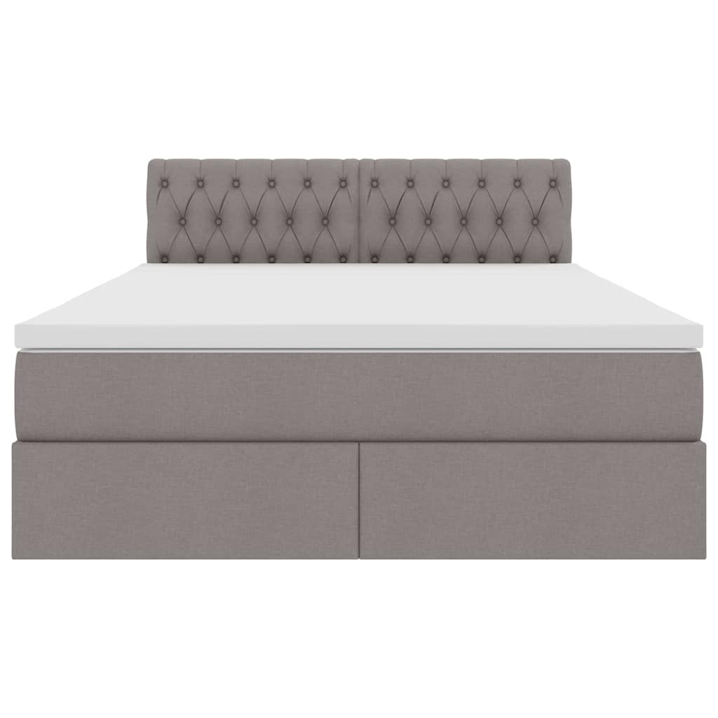 vidaXL LED Κρεβάτι αποθήκευσης με στρώμα Taupe 140 x 200 cm Ύφασμα