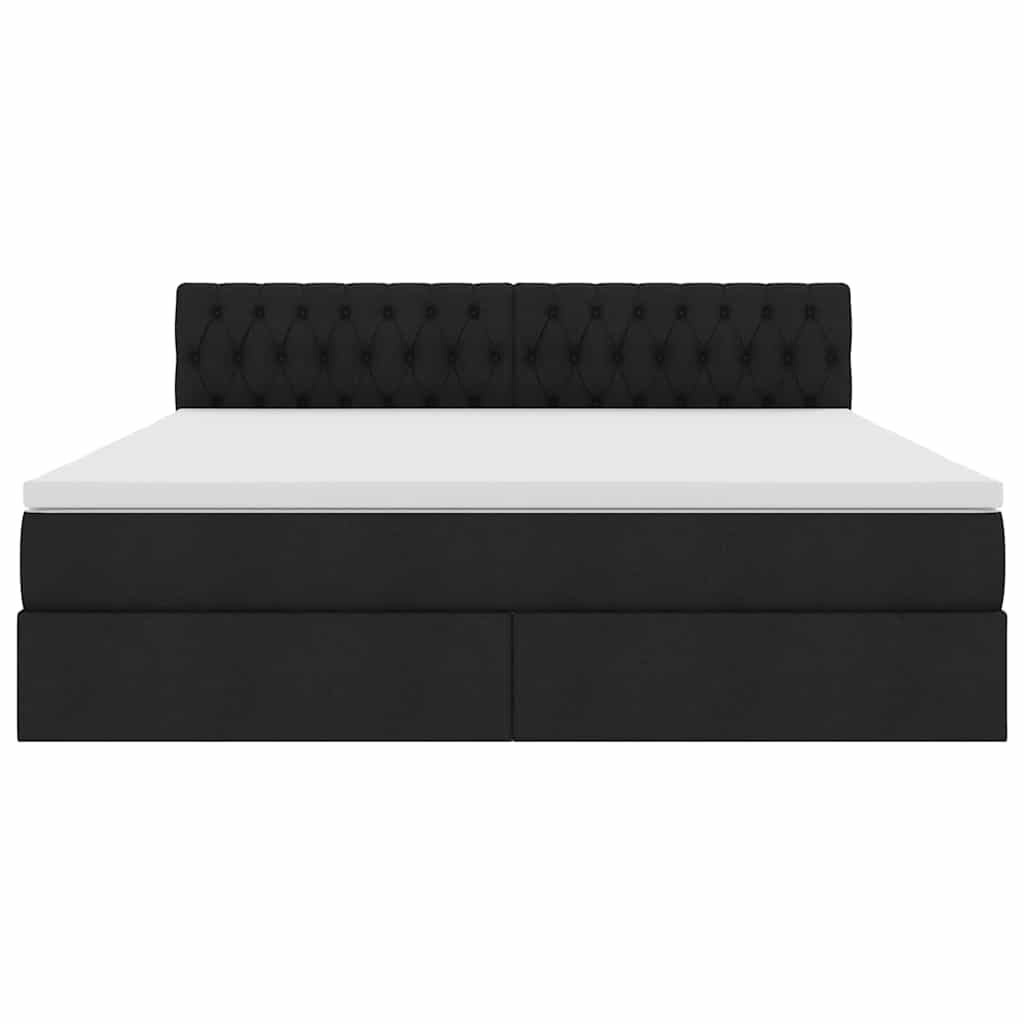 vidaXL LED Κρεβάτι αποθήκευσης με στρώμα Μαύρο 160 x 200 cm Ύφασμα