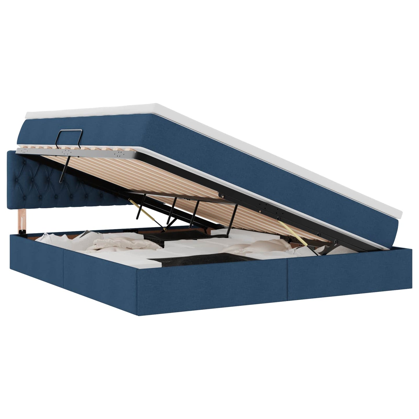 vidaXL LED Κρεβάτι αποθήκευσης με στρώμα Μπλε 160 x 200 cm Ύφασμα