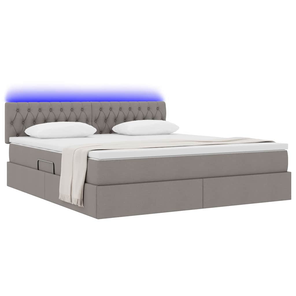 vidaXL LED Κρεβάτι αποθήκευσης με στρώμα Taupe 180 x 200 cm Ύφασμα