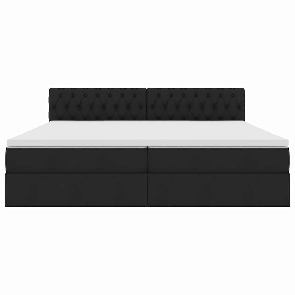vidaXL LED Κρεβάτι αποθήκευσης με στρώμα Μαύρο 200 x 200 cm Ύφασμα