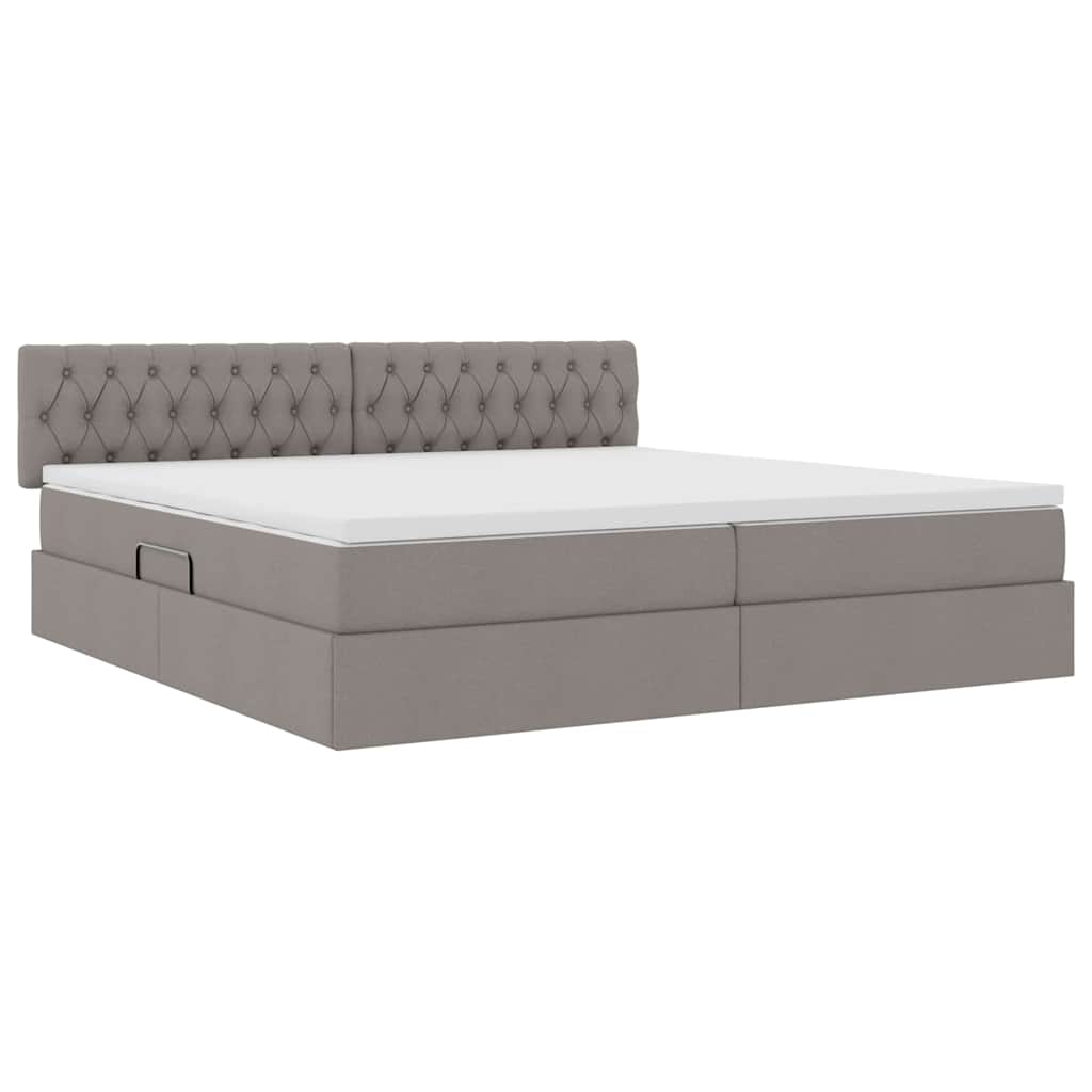 vidaXL LED Κρεβάτι αποθήκευσης με στρώμα Taupe 200 x 200 cm Ύφασμα