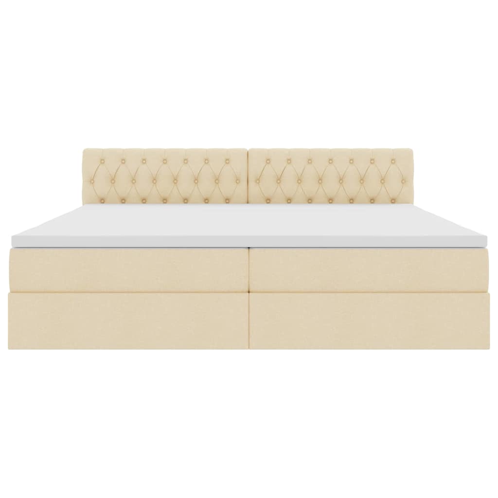 vidaXL LED Κρεβάτι αποθήκευσης με στρώμα Κρέμ 200 x 200 cm Ύφασμα