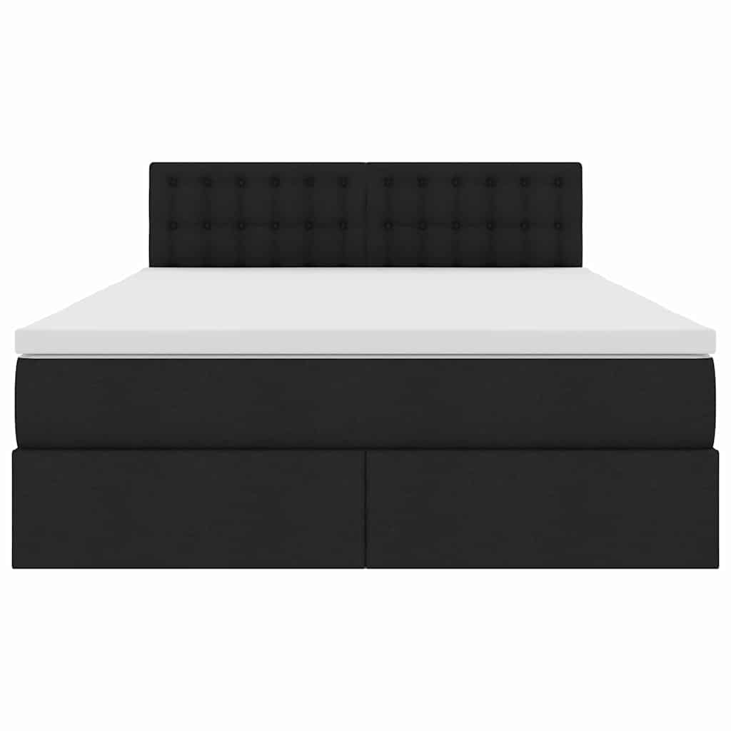 vidaXL LED Κρεβάτι αποθήκευσης με στρώμα Μαύρο 140 x 190 cm Ύφασμα
