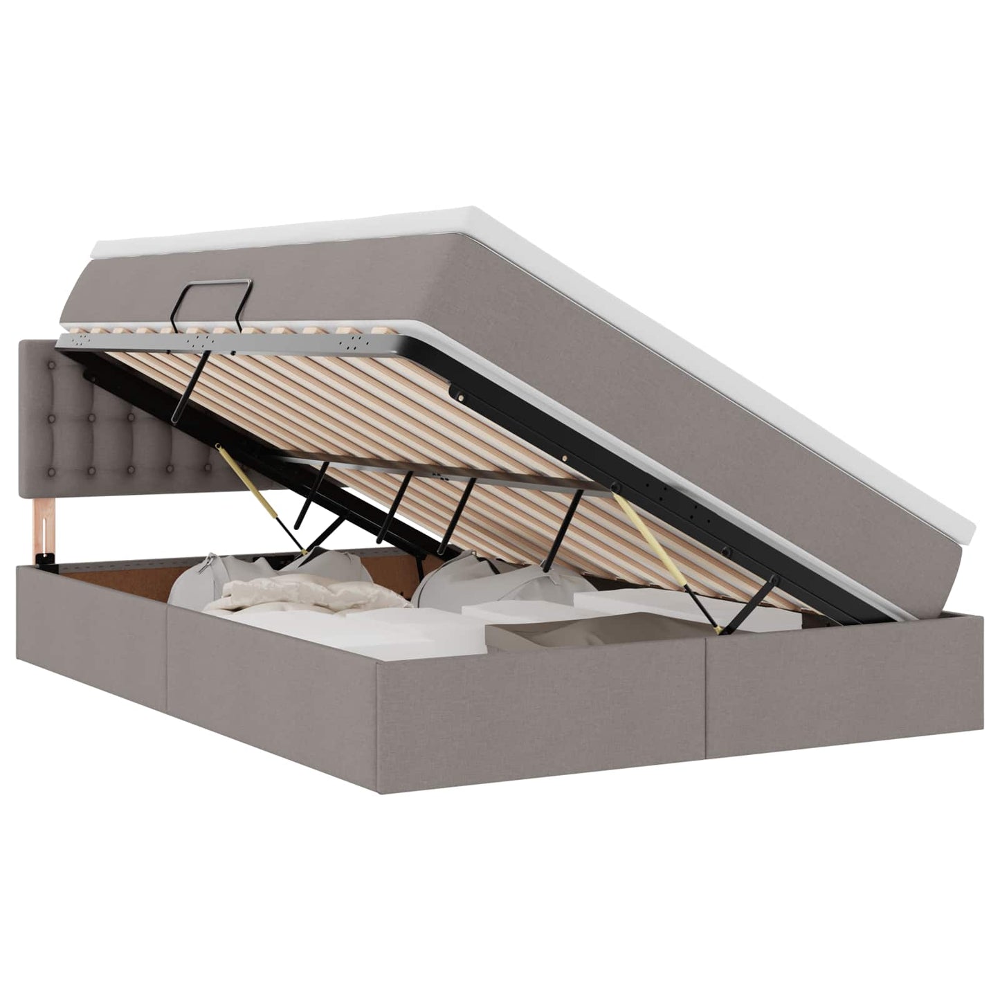 vidaXL LED Κρεβάτι αποθήκευσης με στρώμα Taupe 140 x 200 cm Ύφασμα