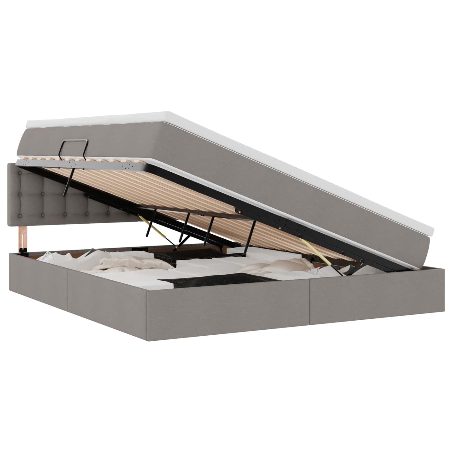 vidaXL LED Κρεβάτι αποθήκευσης με στρώμα Taupe 160 x 200 cm Ύφασμα