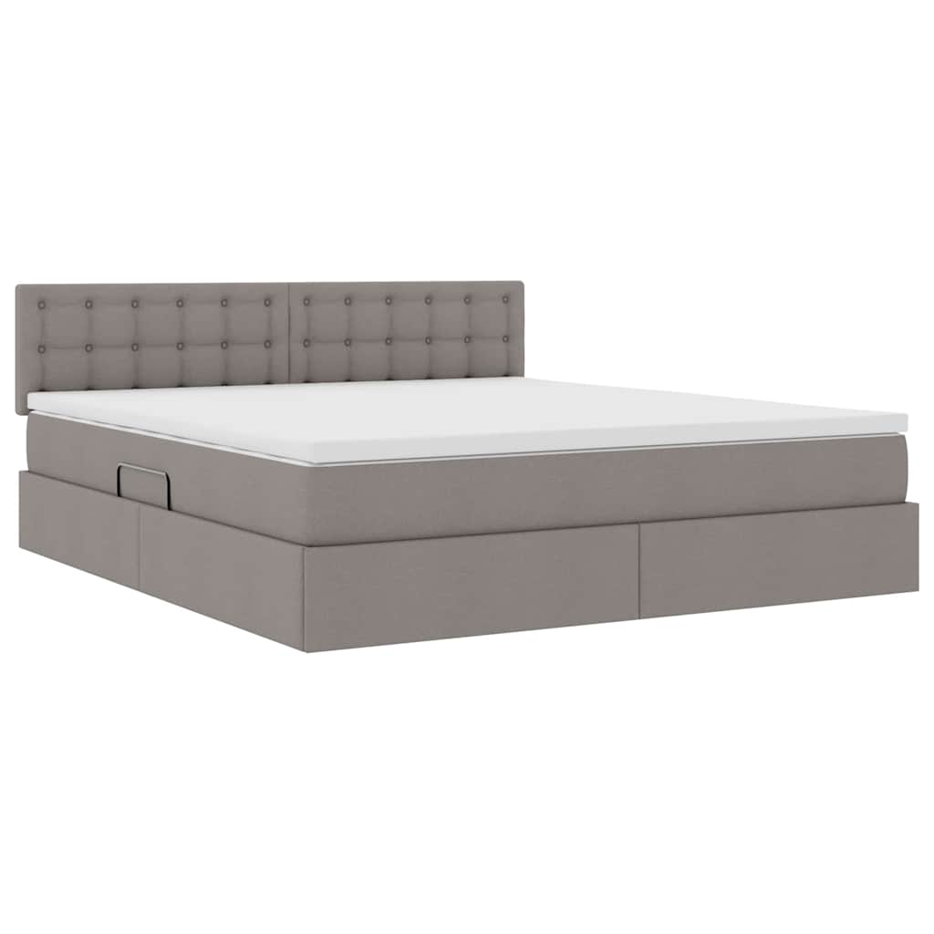 vidaXL LED Κρεβάτι αποθήκευσης με στρώμα Taupe 160 x 200 cm Ύφασμα