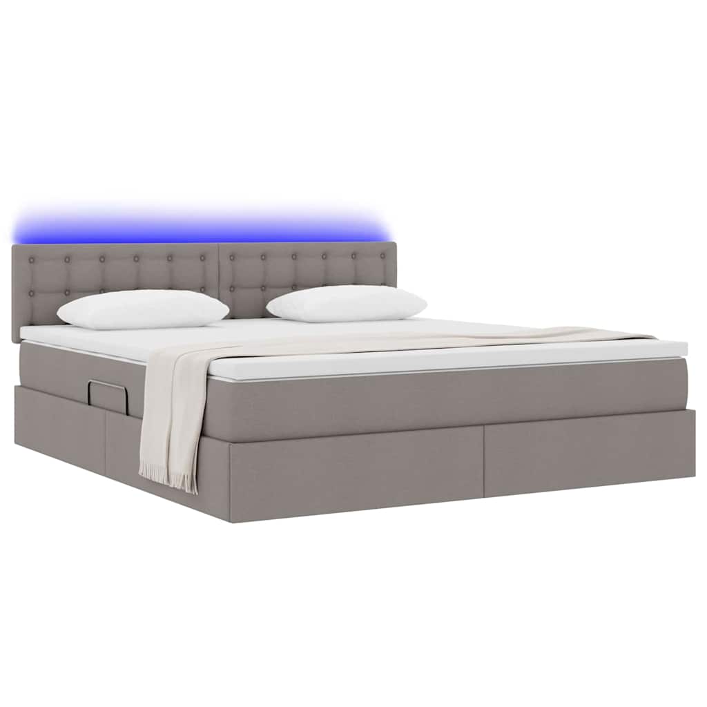 vidaXL LED Κρεβάτι αποθήκευσης με στρώμα Taupe 180 x 200 cm Ύφασμα