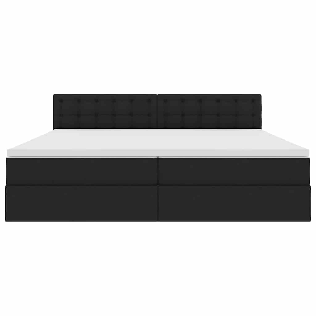 vidaXL LED Κρεβάτι αποθήκευσης με στρώμα Μαύρο 200 x 200 cm Ύφασμα