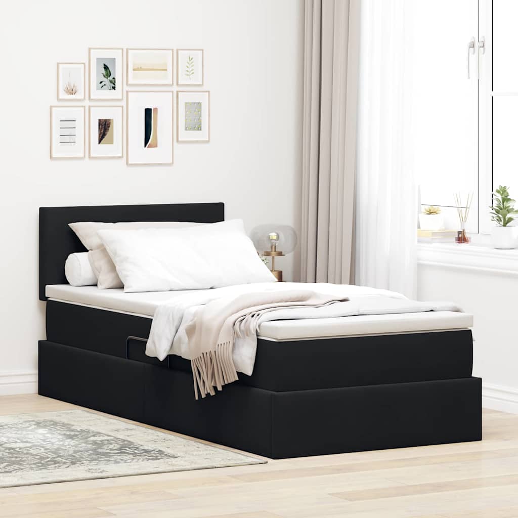 vidaXL LED Κρεβάτι αποθήκευσης με στρώμα Μαύρο 90 x 190 cm Βελούδο