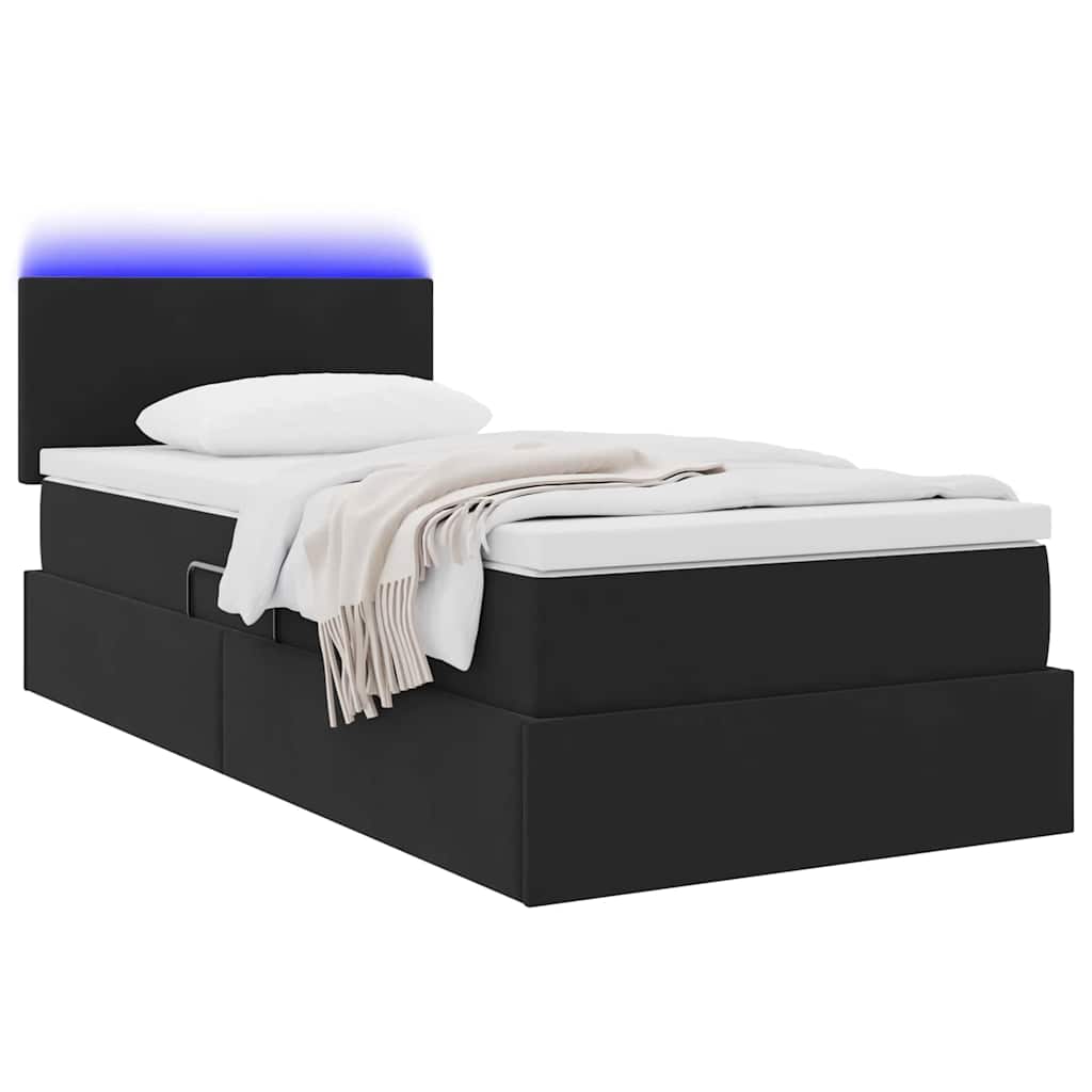vidaXL LED Κρεβάτι αποθήκευσης με στρώμα Μαύρο 90 x 190 cm Βελούδο