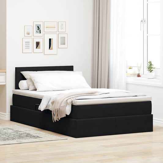 vidaXL LED Κρεβάτι αποθήκευσης με στρώμα Μαύρο 120 x 200 cm Βελούδο