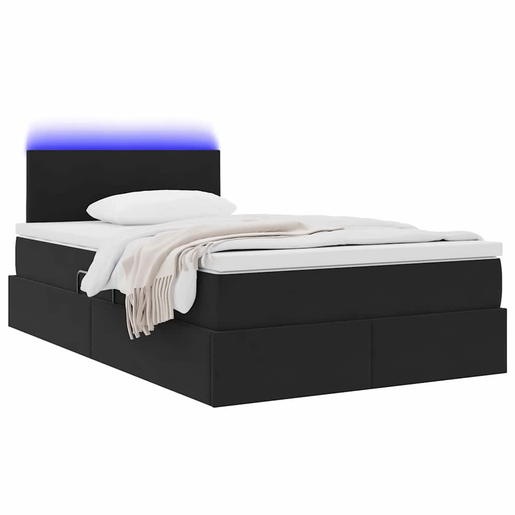 vidaXL LED Κρεβάτι αποθήκευσης με στρώμα Μαύρο 120 x 200 cm Βελούδο