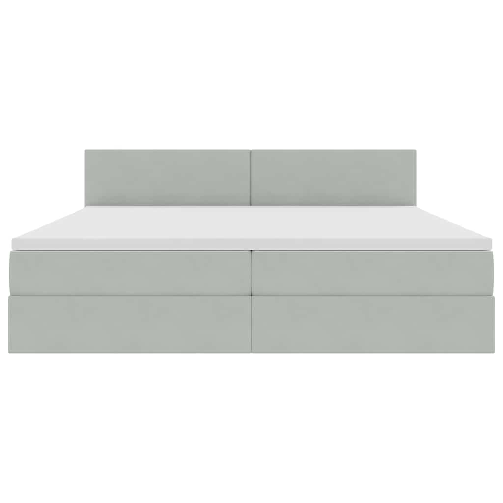vidaXL LED Κρεβάτι αποθήκευσης με στρώμα Ανοιχτό γκρι 200 x 200 cm
