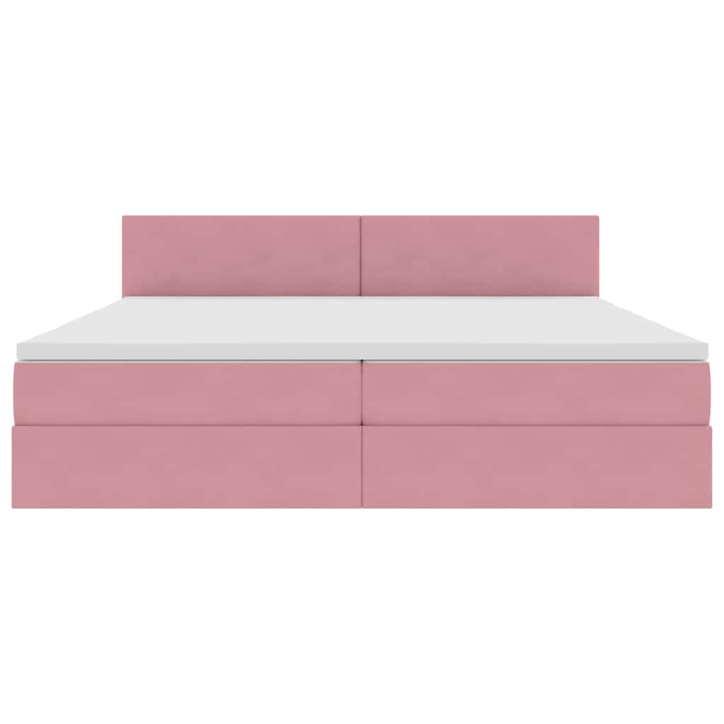 vidaXL LED Κρεβάτι αποθήκευσης με στρώμα Ροζ 200 x 200 cm Βελούδο