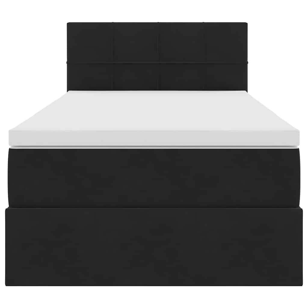 vidaXL LED Κρεβάτι αποθήκευσης με στρώμα Μαύρο 90 x 200 cm Βελούδο