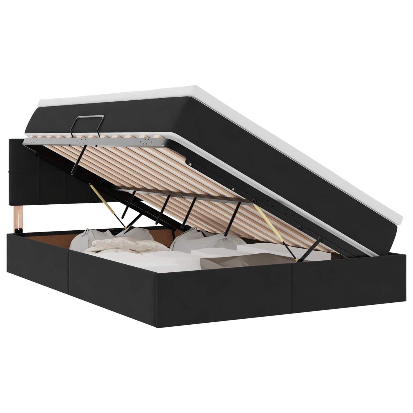 vidaXL LED Κρεβάτι αποθήκευσης με στρώμα Μαύρο 140 x 190 cm Βελούδο