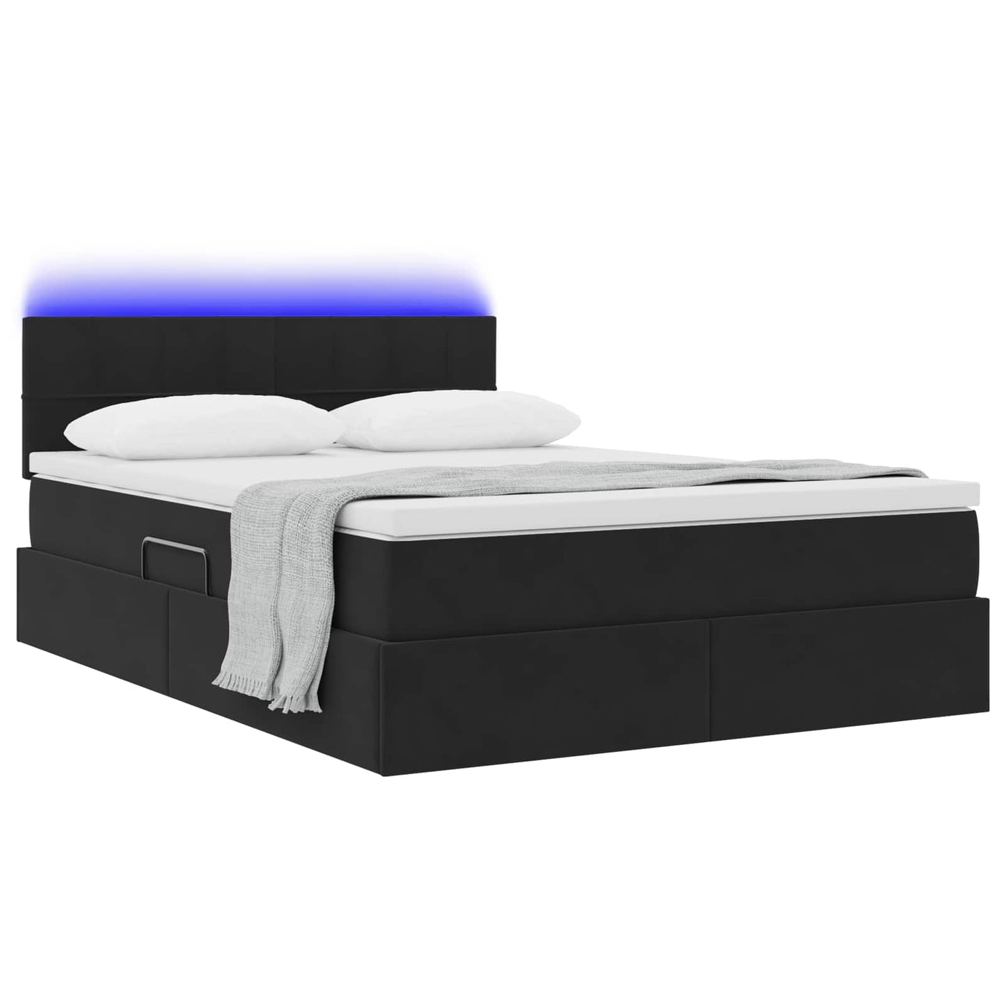 vidaXL LED Κρεβάτι αποθήκευσης με στρώμα Μαύρο 140 x 200 cm Βελούδο