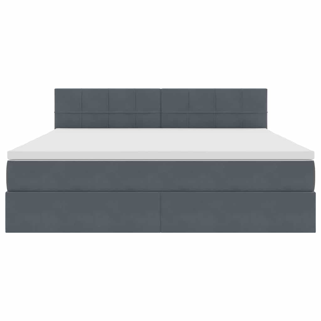 vidaXL LED Κρεβάτι αποθήκευσης με στρώμα Σκούρο Γκρι 180 x 200 cm