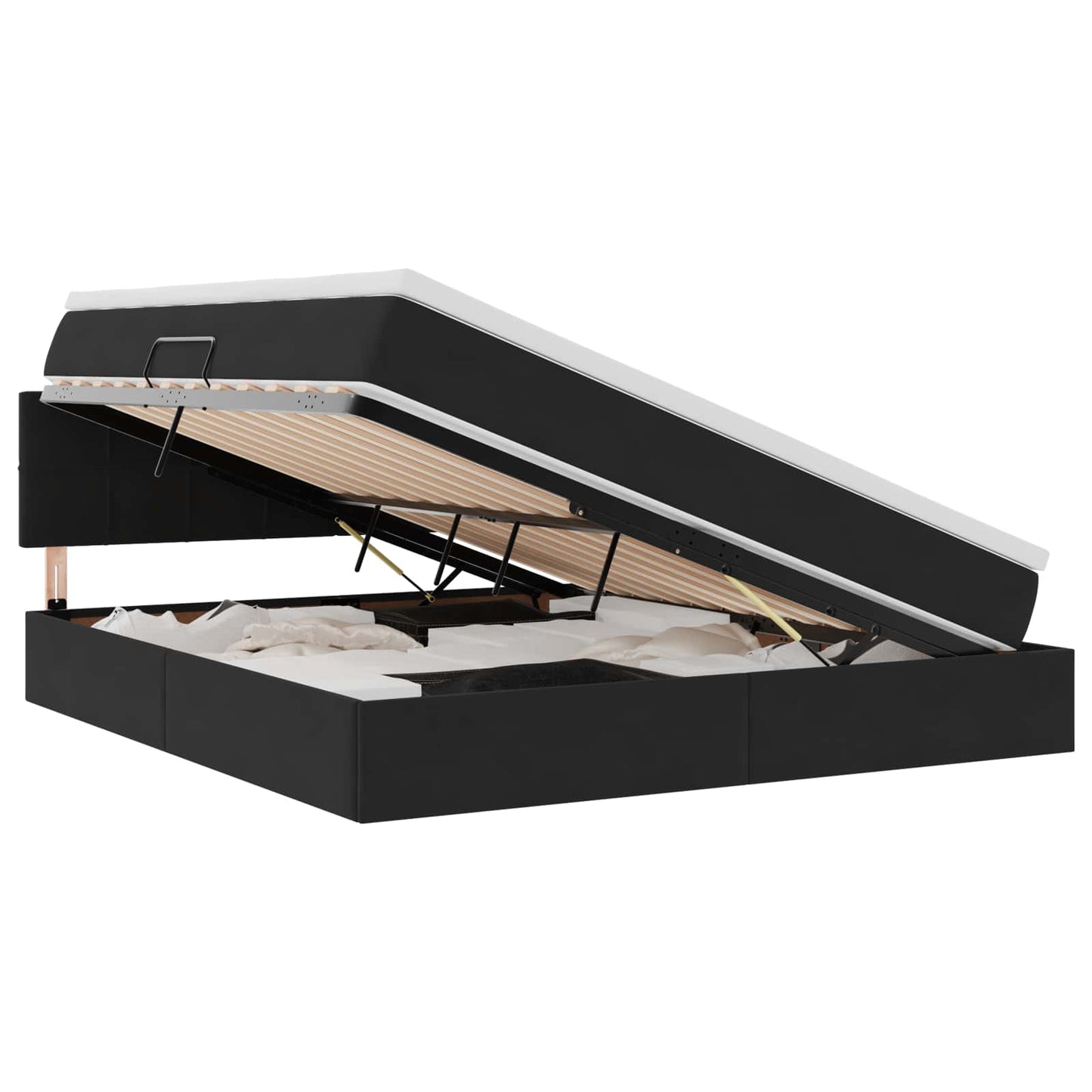 vidaXL LED Κρεβάτι αποθήκευσης με στρώμα Μαύρο 180 x 200 cm Βελούδο