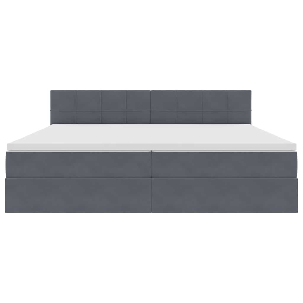 vidaXL LED Κρεβάτι αποθήκευσης με στρώμα Σκούρο Γκρι 200 x 200 cm