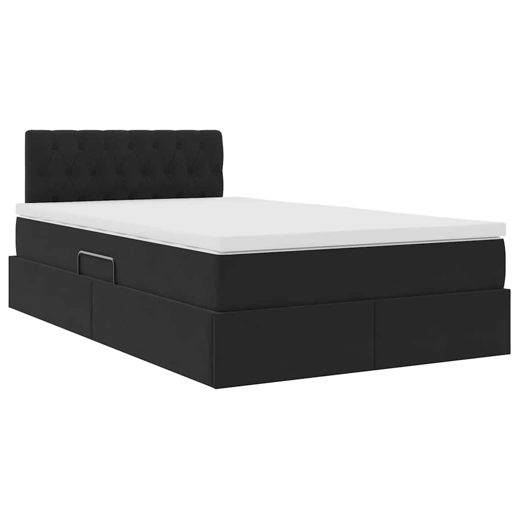 vidaXL LED Κρεβάτι αποθήκευσης με στρώμα Μαύρο 120 x 200 cm Βελούδο