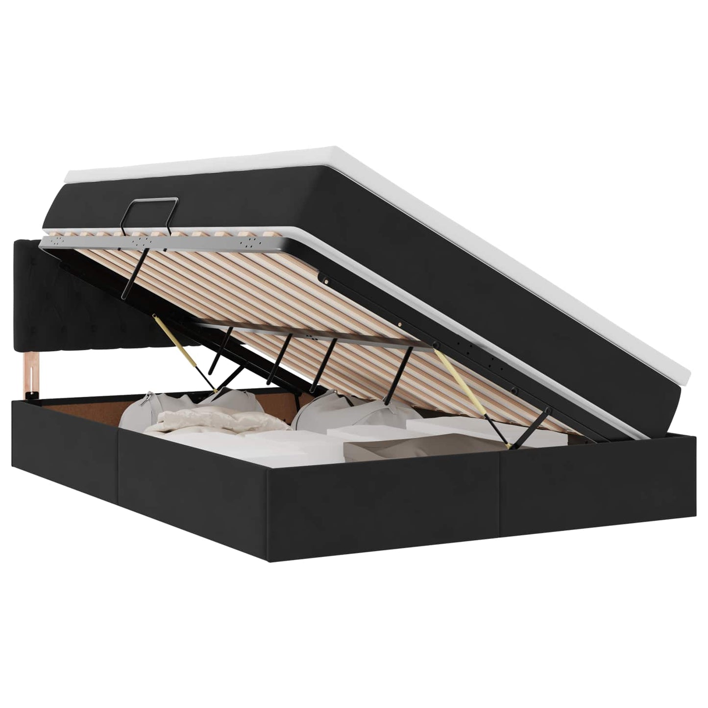 vidaXL LED Κρεβάτι αποθήκευσης με στρώμα Μαύρο 140 x 190 cm Βελούδο