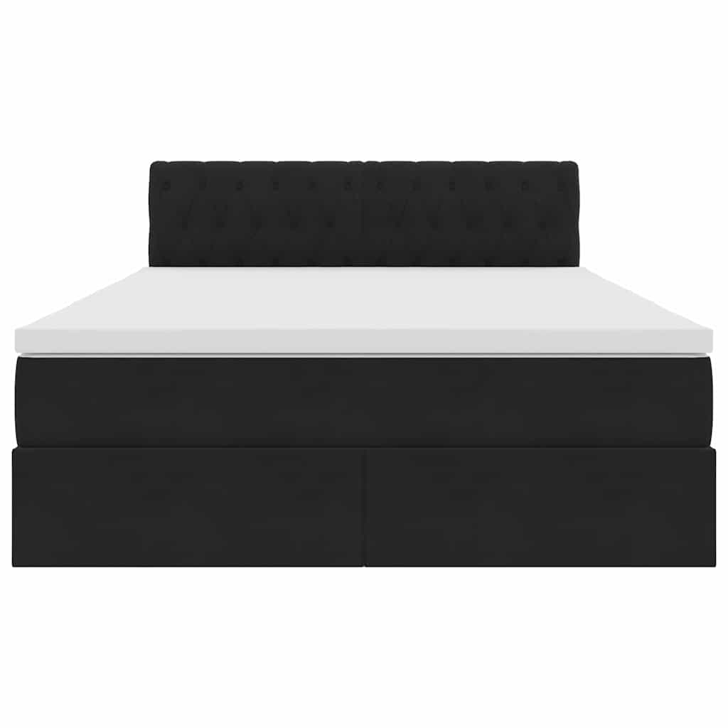 vidaXL LED Κρεβάτι αποθήκευσης με στρώμα Μαύρο 140 x 190 cm Βελούδο