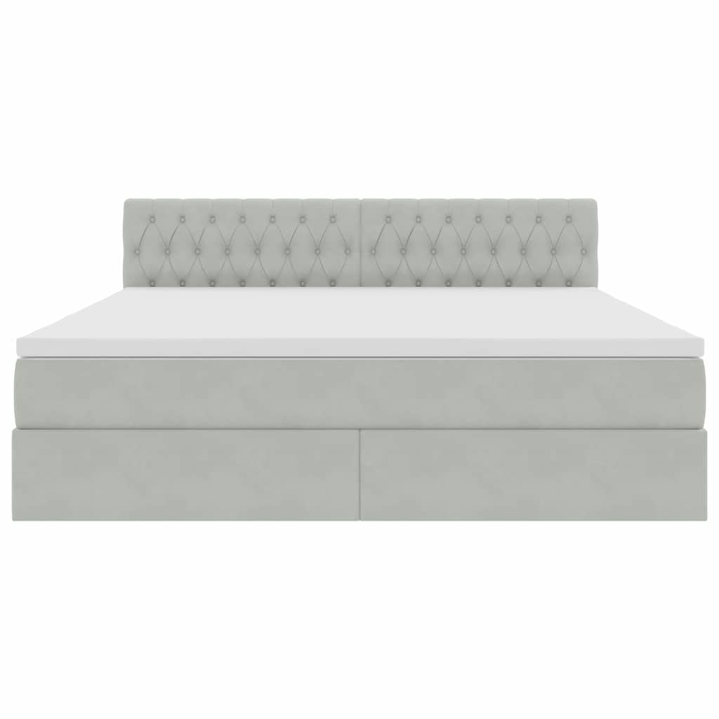 vidaXL LED Κρεβάτι αποθήκευσης με στρώμα Ανοιχτό γκρι 160 x 200 cm