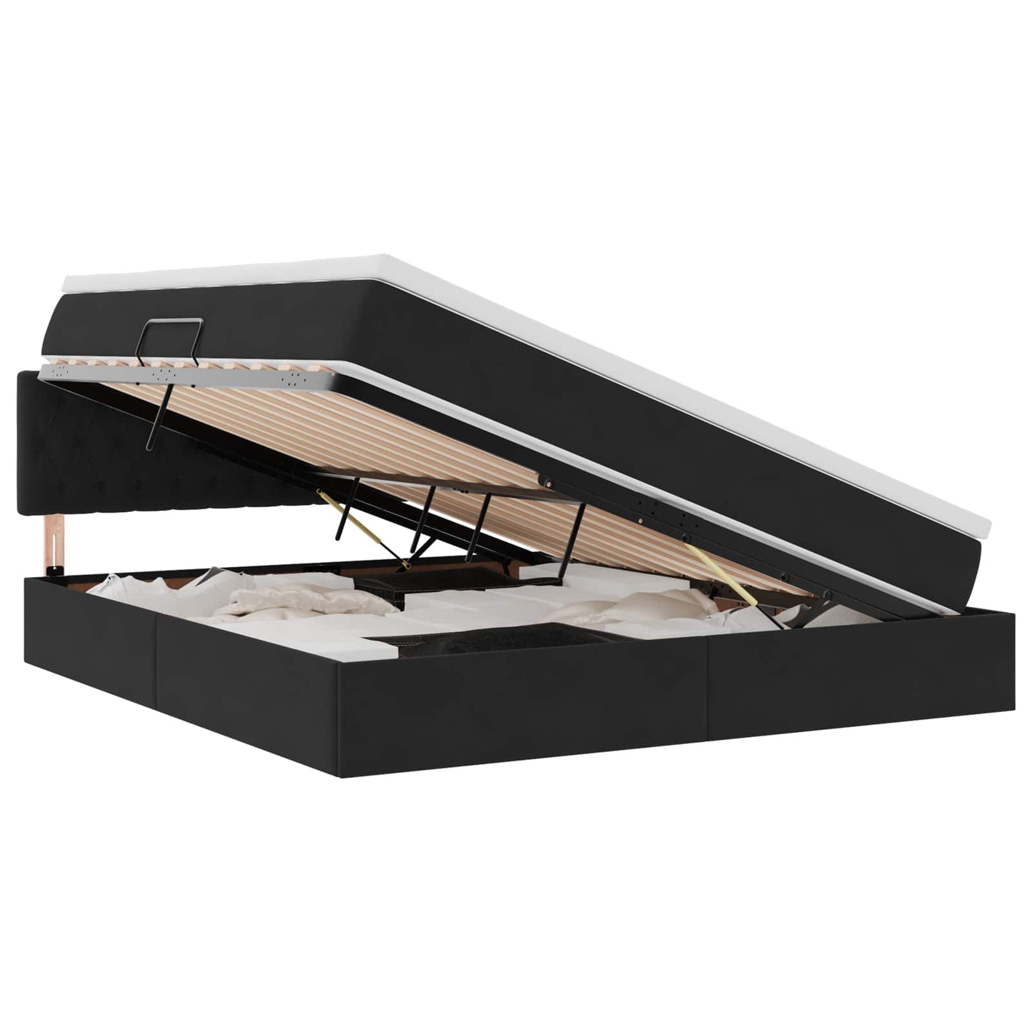 vidaXL LED Κρεβάτι αποθήκευσης με στρώμα Μαύρο 160 x 200 cm Βελούδο