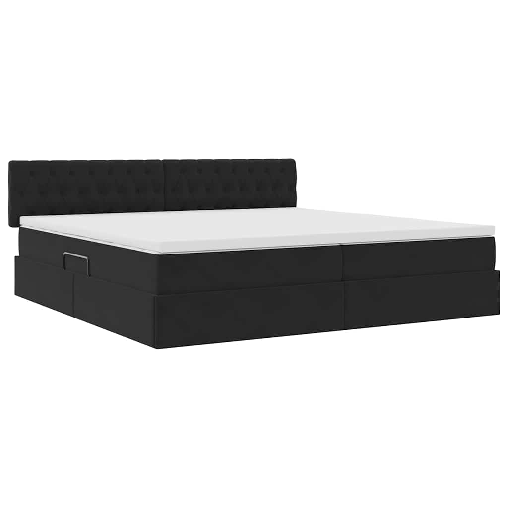 vidaXL LED Κρεβάτι αποθήκευσης με στρώμα Μαύρο 200 x 200 cm Βελούδο