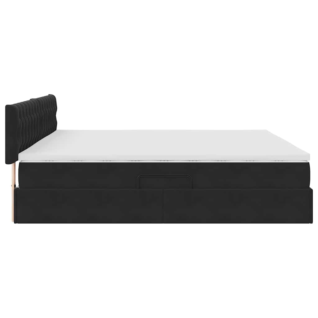 vidaXL LED Κρεβάτι αποθήκευσης με στρώμα Μαύρο 200 x 200 cm Βελούδο
