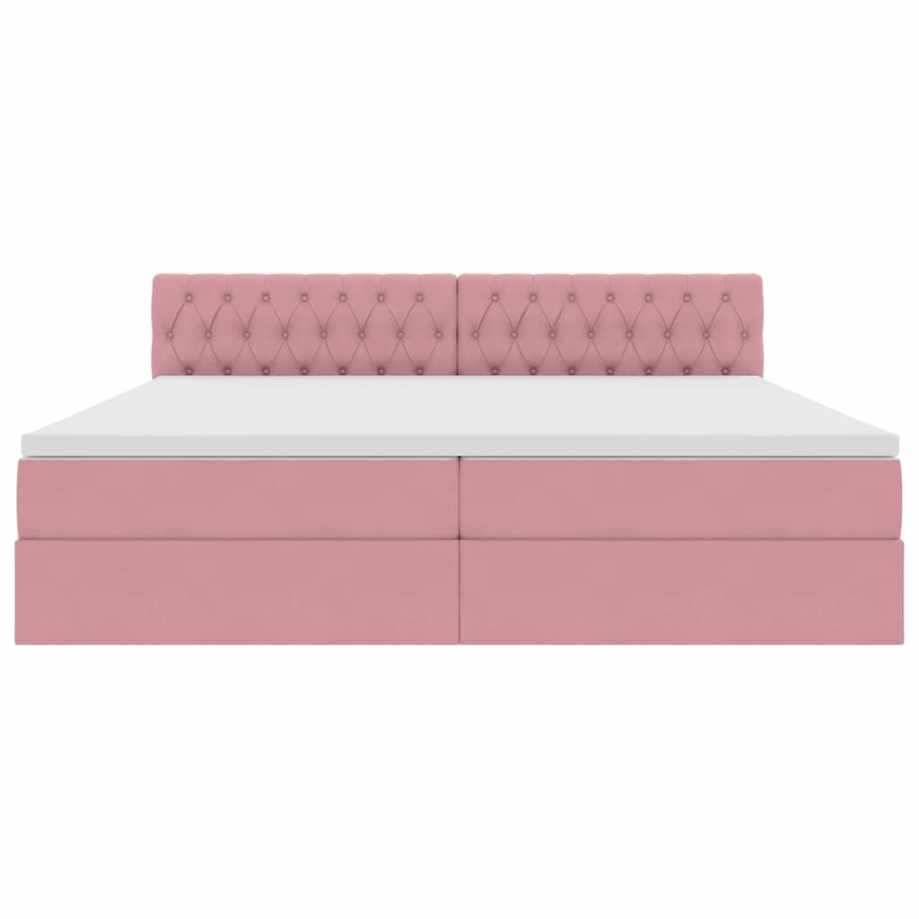 vidaXL LED Κρεβάτι αποθήκευσης με στρώμα Ροζ 200 x 200 cm Βελούδο