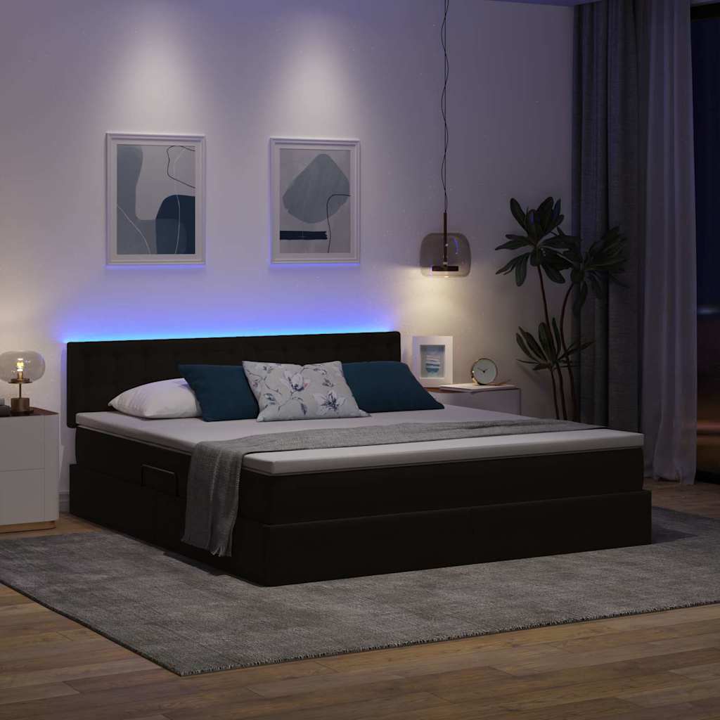 vidaXL Κρεβάτι με αποθηκευτικό χώρο και LED Μαύρο 160 x 200 cm Βελούδο