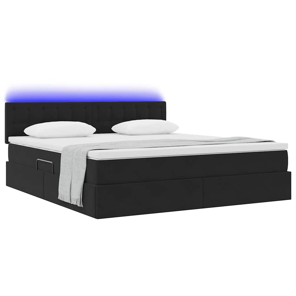 vidaXL Κρεβάτι με αποθηκευτικό χώρο και LED Μαύρο 160 x 200 cm Βελούδο