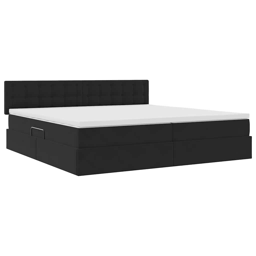 vidaXL LED Κρεβάτι αποθήκευσης με στρώμα Μαύρο 200 x 200 cm Βελούδο