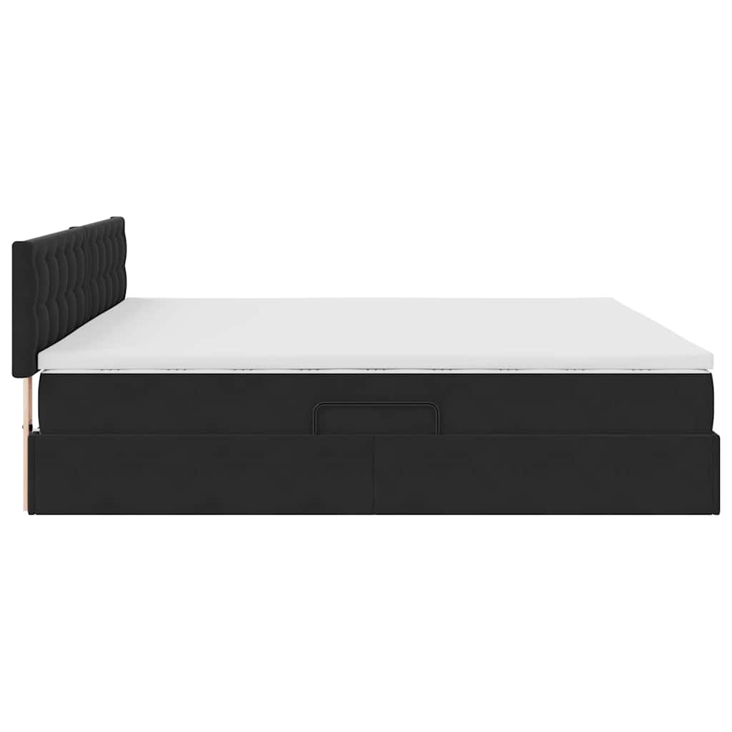vidaXL LED Κρεβάτι αποθήκευσης με στρώμα Μαύρο 200 x 200 cm Βελούδο