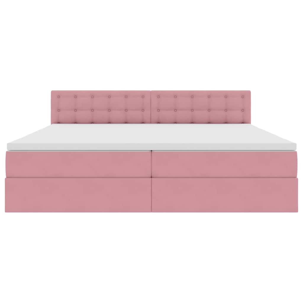 vidaXL LED Κρεβάτι αποθήκευσης με στρώμα Ροζ 200 x 200 cm Βελούδο