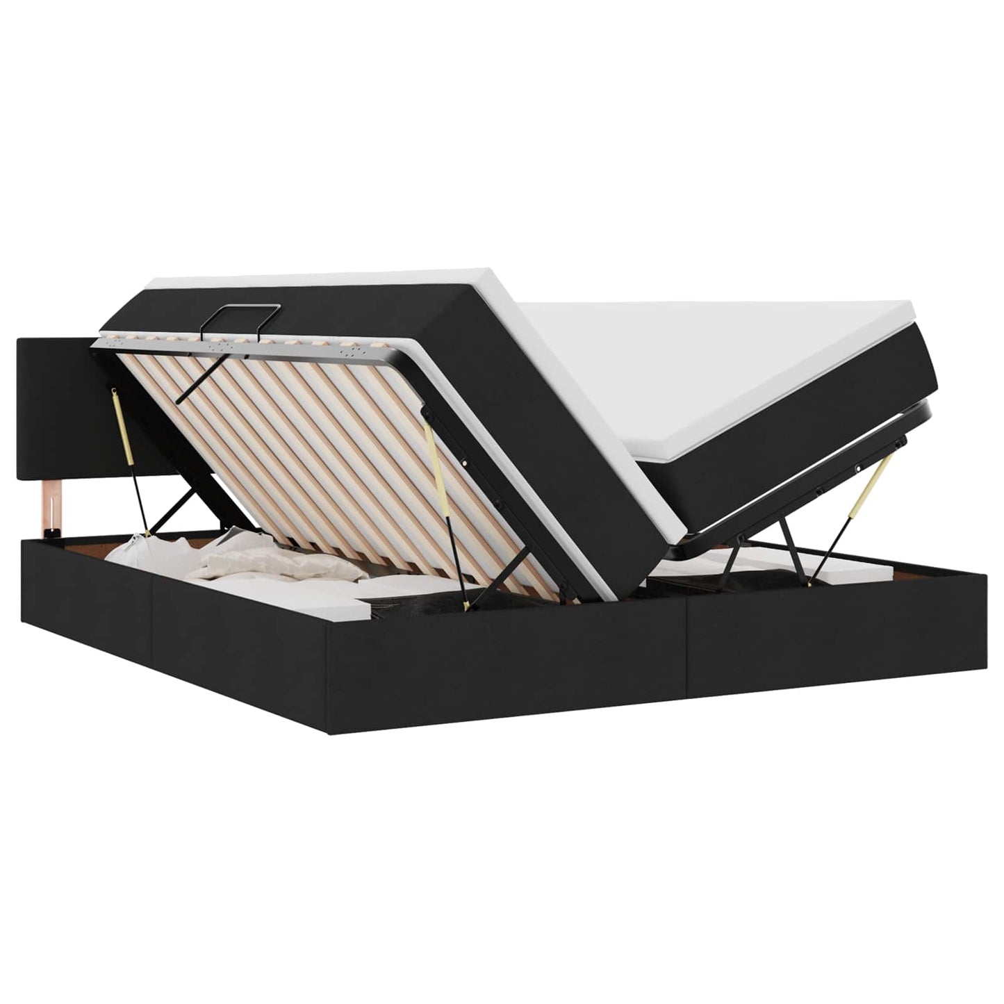 vidaXL Κρεβάτι με φώτα λωρίδας LED Μαύρο 180 x 200 cm ύφασμα
