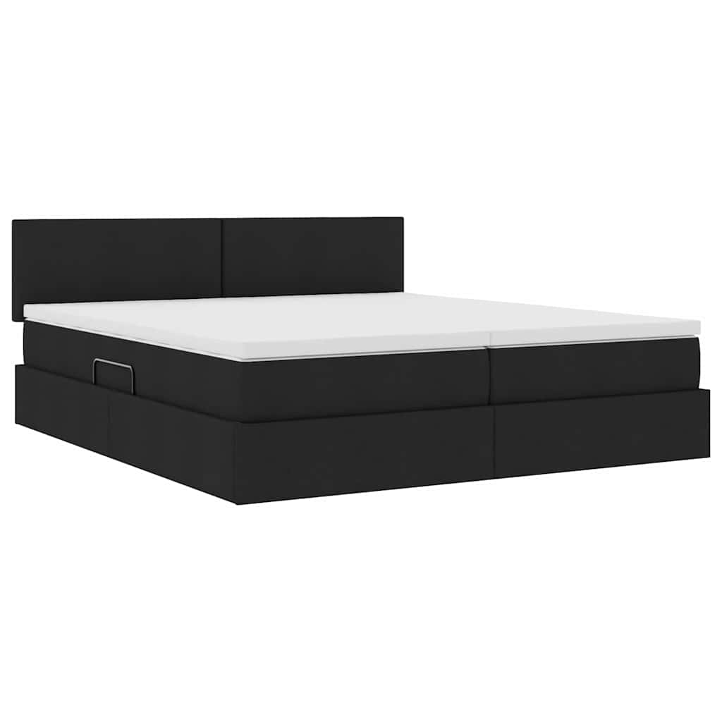 vidaXL Κρεβάτι με φώτα λωρίδας LED Μαύρο 180 x 200 cm ύφασμα