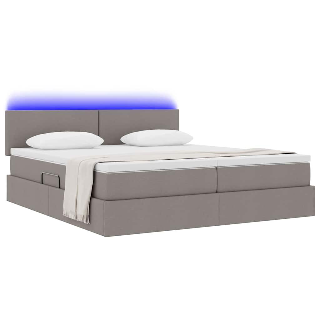 vidaXL LED Κρεβάτι αποθήκευσης με στρώμα Taupe 180 x 200 cm Ύφασμα
