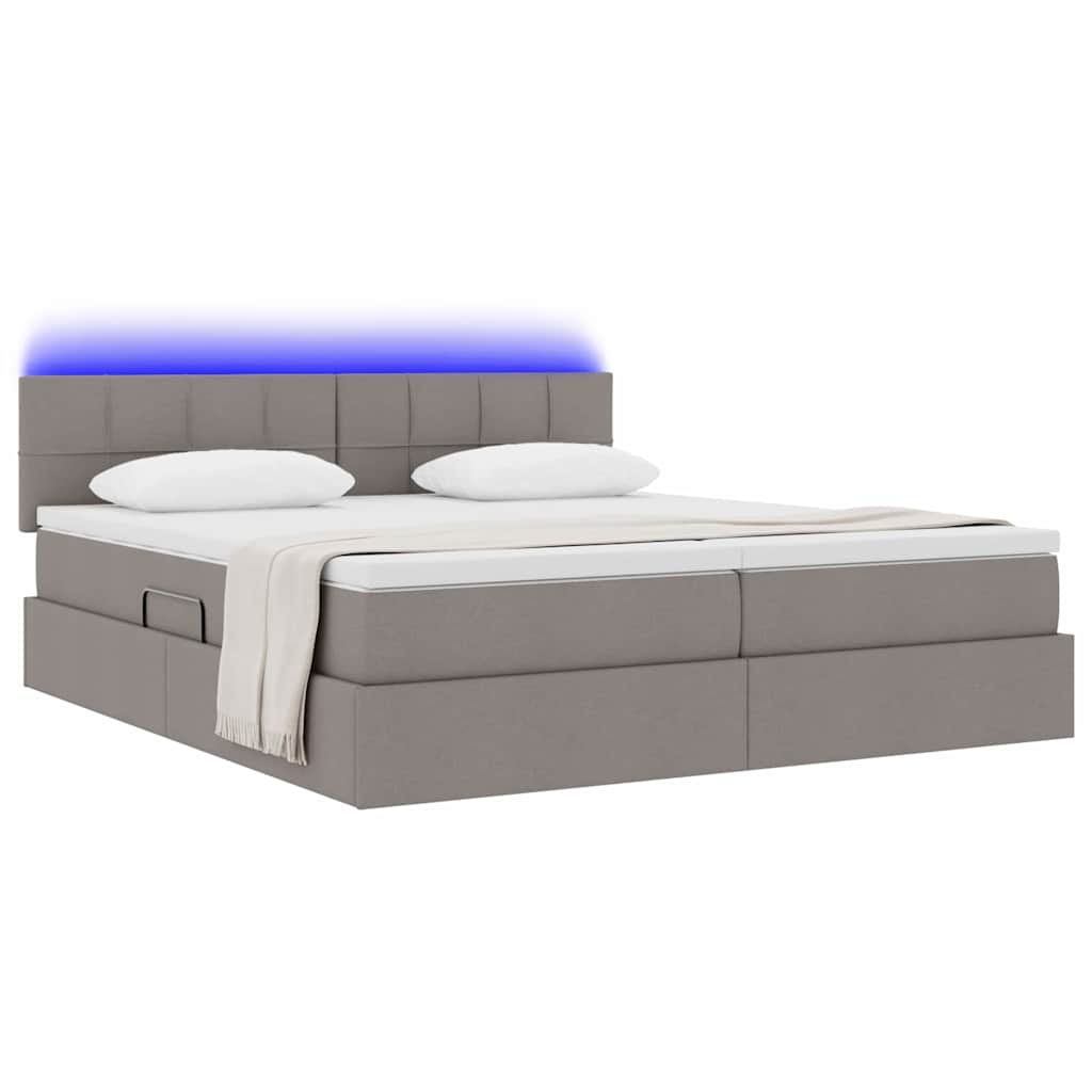 vidaXL LED Κρεβάτι αποθήκευσης με στρώμα Taupe 180 x 200 cm Ύφασμα