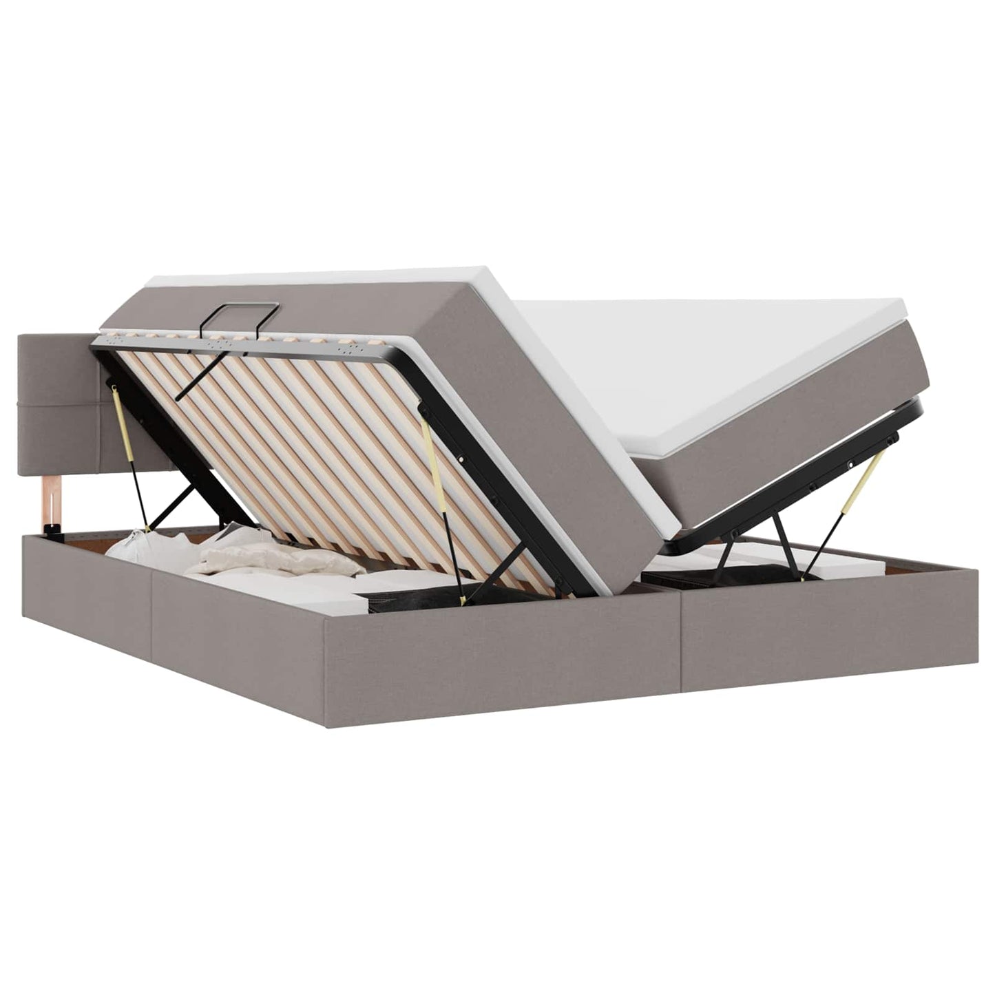 vidaXL LED Κρεβάτι αποθήκευσης με στρώμα Taupe 200 x 200 cm Ύφασμα