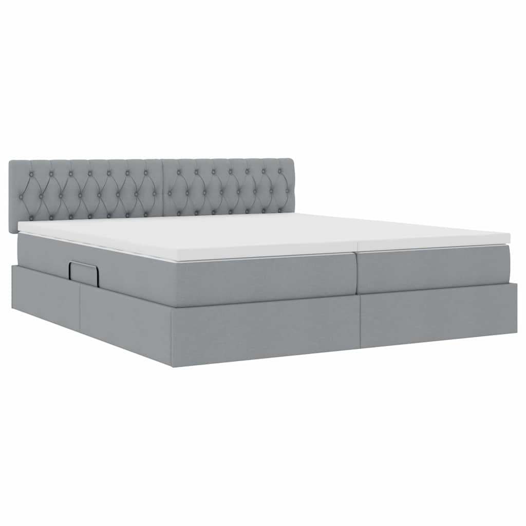 vidaXL Κρεβάτι με φώτα λωρίδας LED Ανοιχτό γκρι 180 x 200 cm ύφασμα
