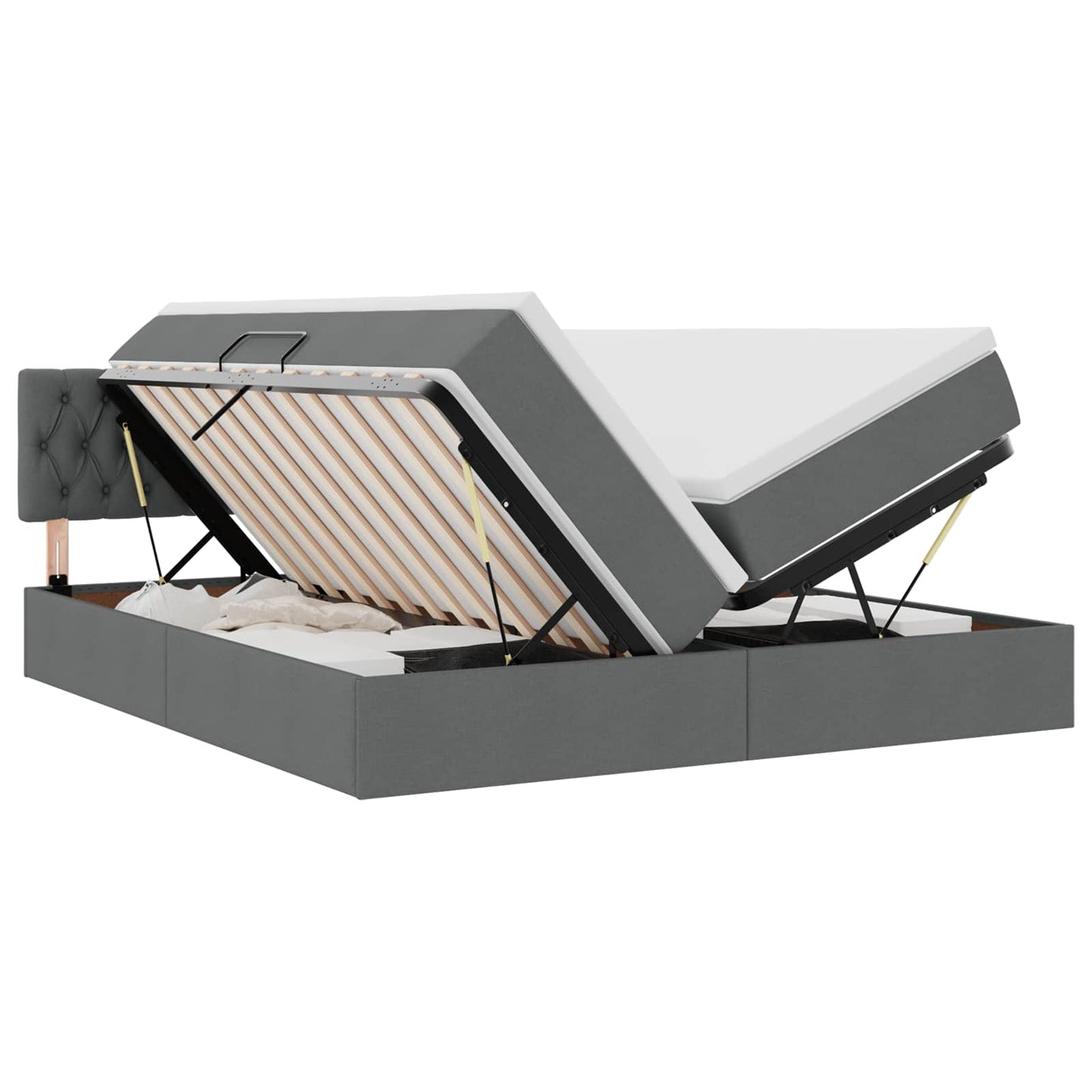 vidaXL Κρεβάτι με φώτα λωρίδας LED Σκούρο Γκρι 180 x 200 cm ύφασμα