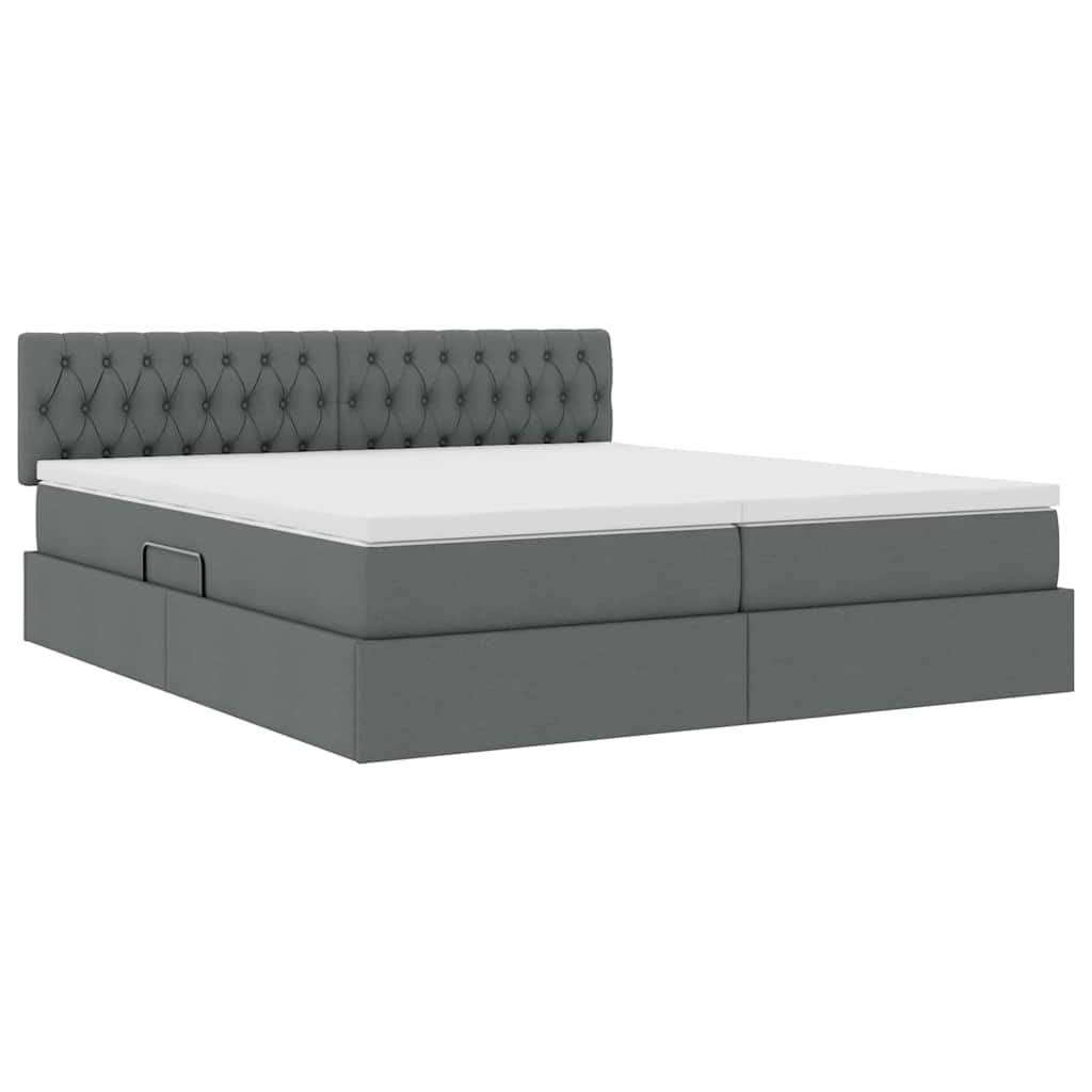 vidaXL Κρεβάτι με φώτα λωρίδας LED Σκούρο Γκρι 180 x 200 cm ύφασμα