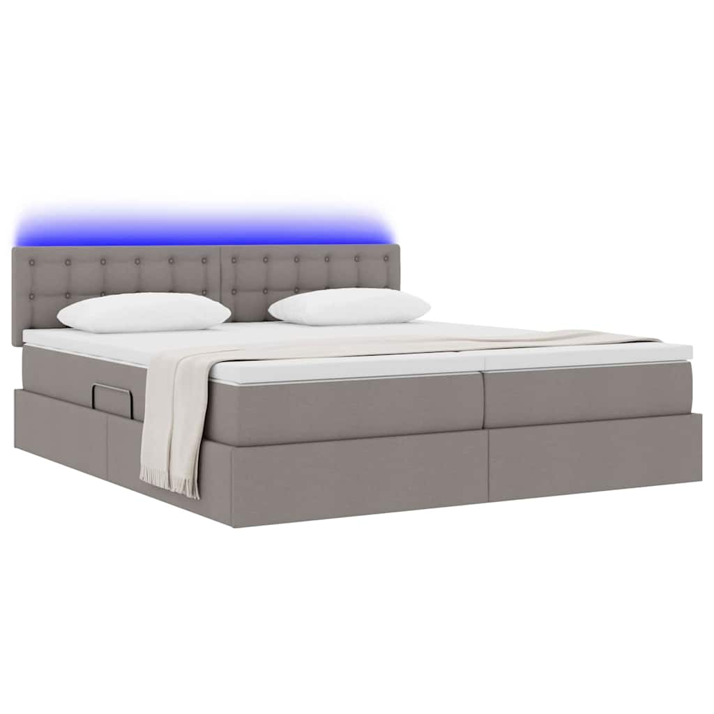 vidaXL LED Κρεβάτι αποθήκευσης με στρώμα Taupe 180 x 200 cm Ύφασμα