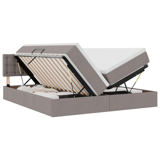 vidaXL LED Κρεβάτι αποθήκευσης με στρώμα Taupe 200 x 200 cm Ύφασμα