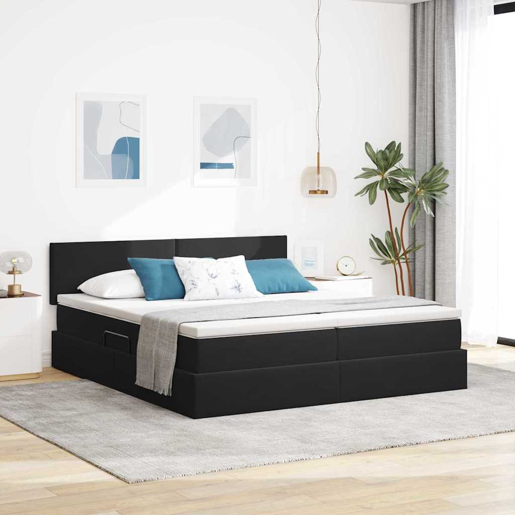 vidaXL Κρεβάτι με LED ταινίες φωτός Μαύρο 180 x 200 cm Βελούδο