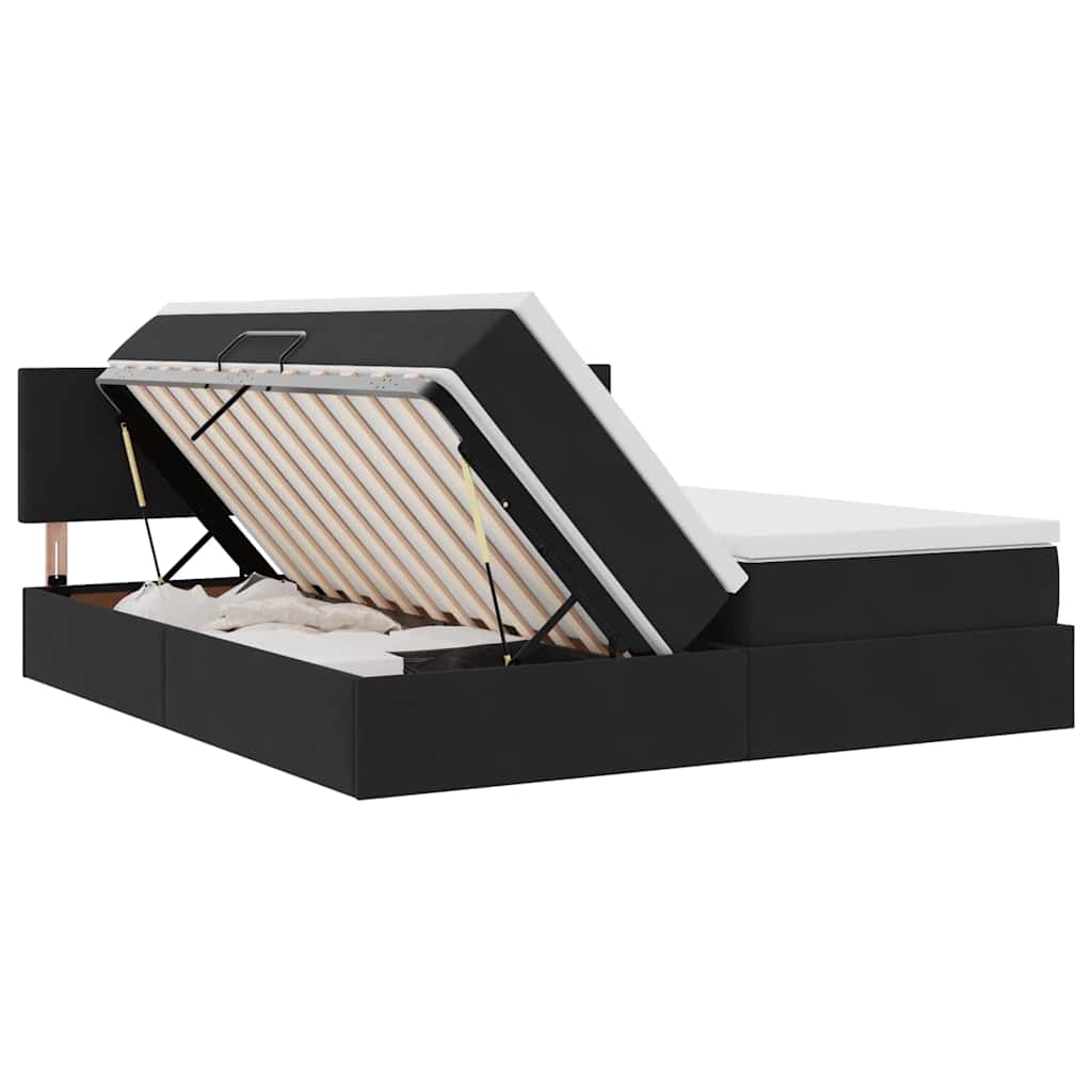 vidaXL Κρεβάτι με LED ταινίες φωτός Μαύρο 180 x 200 cm Βελούδο